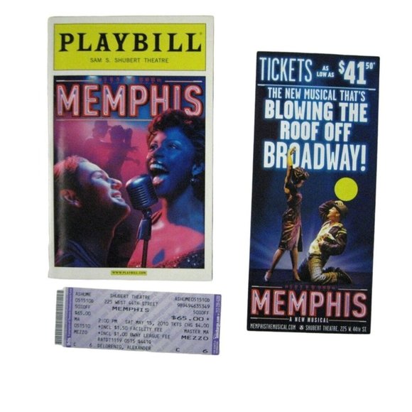 Memphis Playbill 2010 Shubert Theatre Ticket Chad Kimbell Montego Glover McGrath - Picture 1 of 11